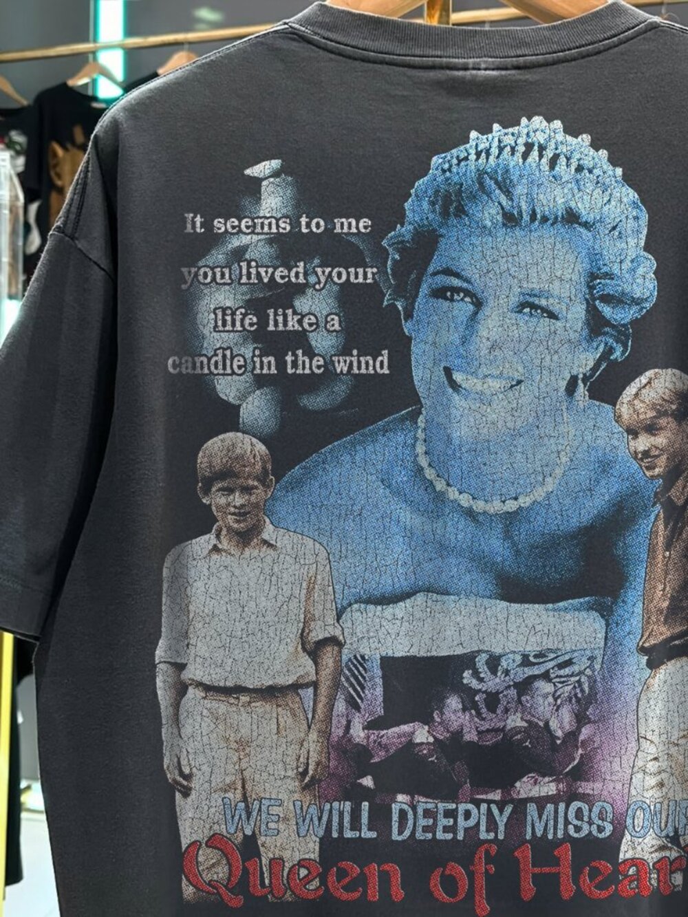 1997 Diana Princess Of Wales Grail Black Rap T-Shirt